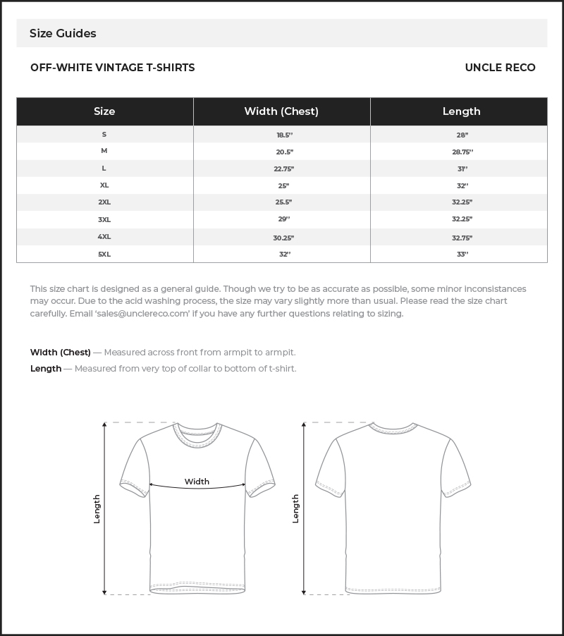 Size Chart Inch